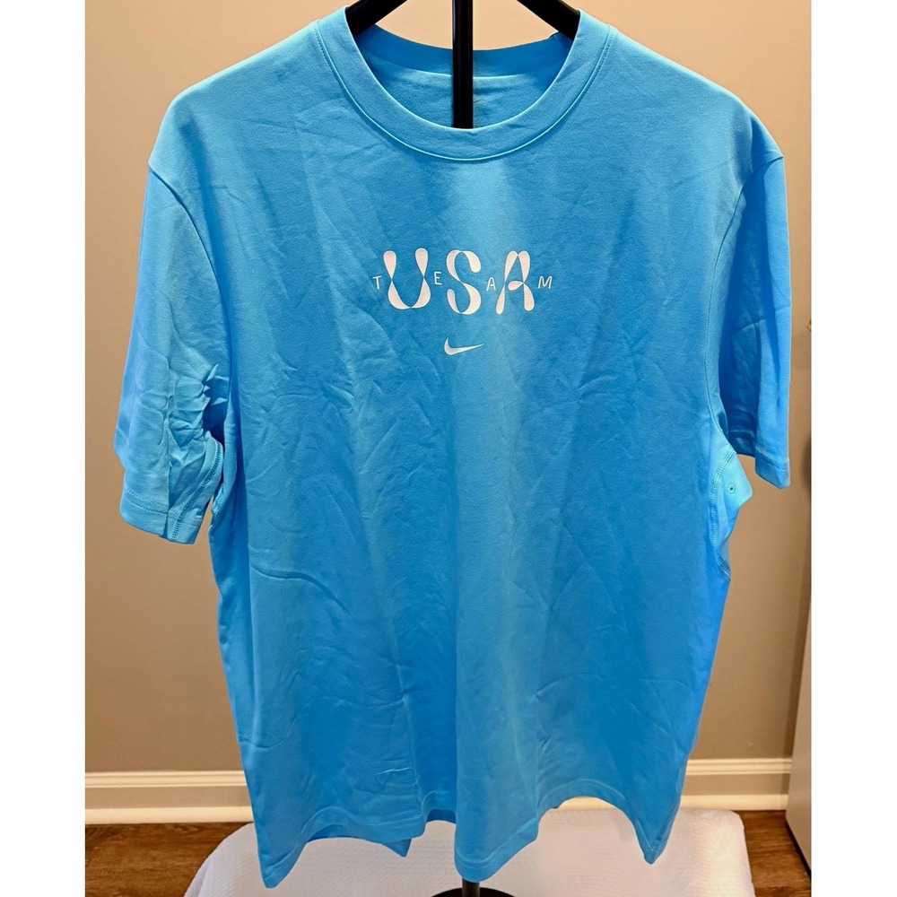 Nike Team USA Dri-FIT Blue Graphic Logo Crew Neck Tee Men's XL FN1092-416